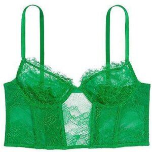 New! Victoria's Secret Green Floral Lace Unlined Corset Bra Top 22837